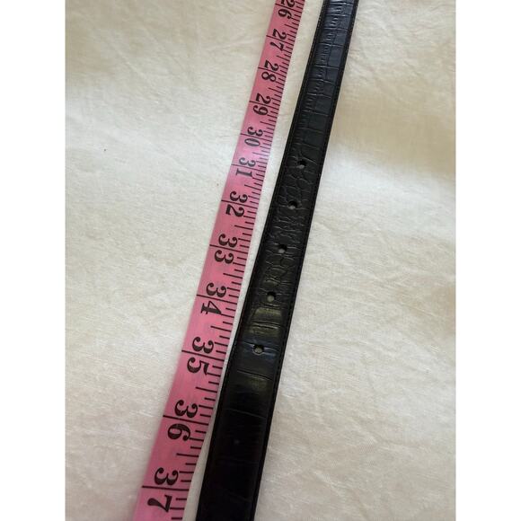 Ralph Lauren | Women Large | Black Alligator Embossed Leather Belt | Minimalist main image 9